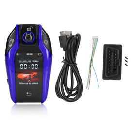 AMONIDA Smart Remote Car Key, Universal TK800+ LCD Touch Screen Smart Key Remote Keyless Entry for All Start Stop Engine Button Models (Blue)