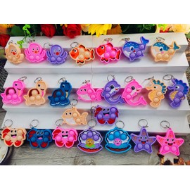 PSDFH 24 Packs Bulk Mini 10 designs Ocean Animal Classroom Students Prizes from Teacher,Sea Creature Birthday Party Favors Baby teething fidgets