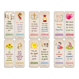 NewEights Kids Themed Bible Verses Bookmarks (5-Sets X 6 Cards) – Daily Motivational Card Set – Collection Set Book Page Clippers – Ideal for Church Events
