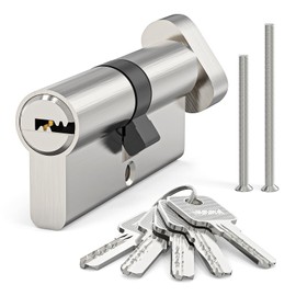 MANICAF Profile Cylinder, Lock Cylinder, Euro Cylinder Lock, Brass Zinc Alloy Door Drum Lock, 70 mm (35T/35) with 5 Keys