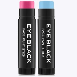 Wismee 2PCS Hot Pink + Light Blue Baseball Eye Black, Anti-Glare Under Eye Black Sports Grease Stick for Baseball Softball Soccer Lacrosse Hockey Athletes Sports Training, Sports Eye Black Stick