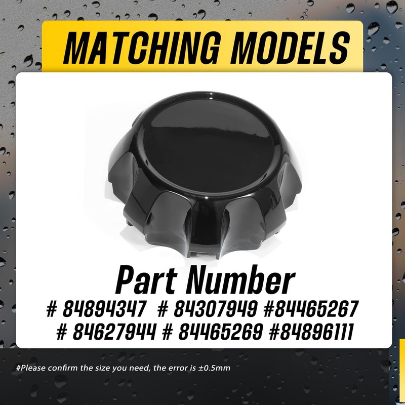 DewFlew 2Pcs 177.8mm Glossy Black Wheel Center Caps for Silverado