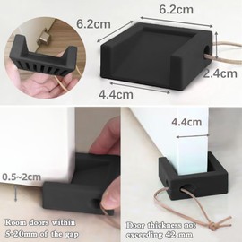 Door Stopper, Shock Absorbent Block Door Stop Wedge, Home Office Door Anti-Collision Non Slip Doorstop for Most Floor Types and Carpet Heavy Duty Door(Black)