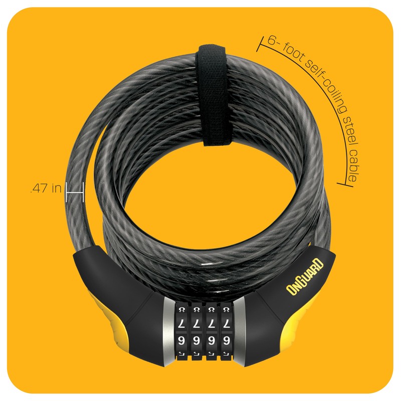 OnGuard Doberman Combo 6' Coil Cable – Medium-Duty 12 mm