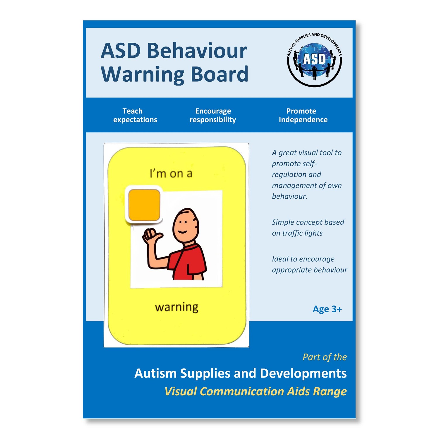 Visual Behaviour Warning Board – Traffic light Behaviour Symbol Card ...