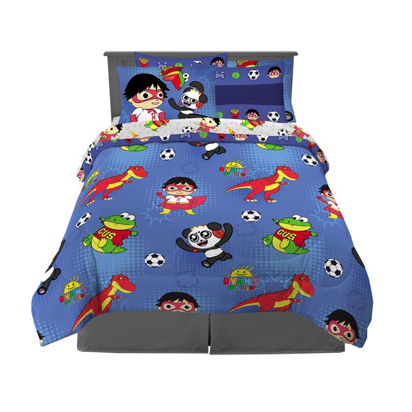 Franco Kids Bedding Soft Comforter and Sheet Set with Sham, 7 Piece Full Size, Ryan's World