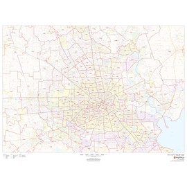 Harris County, Texas Zip Codes - 48" x 36" Laminated Wall Map