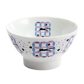 Ceramic Indigo Cat Small Pattern Rice Bowl, Cloisonne Circle Size: Approx. φ4.3 inches (11 mm), H2.4 inches (6.1 cm), 53.5 inches (13540 mm)