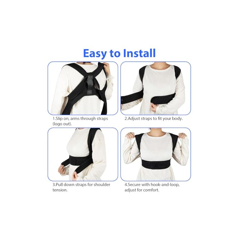 Back Straightener, Back Strap Straightener for Men and Women, Adjustable