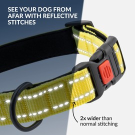 CollarDirect Reflective Dog Collar for a Small, Medium, Large Dog or Puppy with a Quick Release Buckle - Boy and Girl - Nylon Suitable for Swimming (14-18 Inch, Yellow)