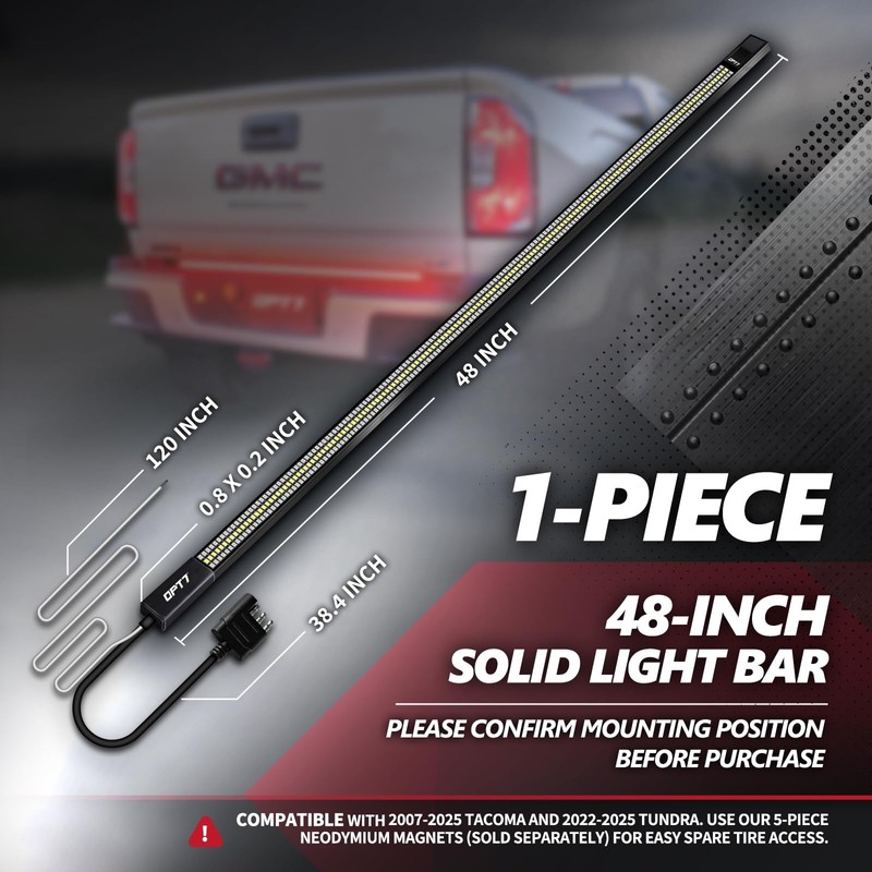 OPT7 Redline 48" Aluminum Truck Tailgate Light Bar w/Sequential Red