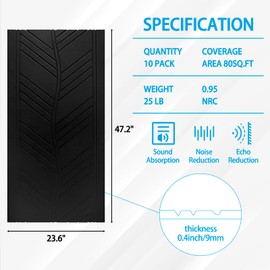 10Pack Acoustic Panels, 48.8" x 24.4" x0.38" Soundproof Wall Panels, Self-Adhesive Felt Sound Absorbing Dampening Panel for Echo Absorbtion, Acoustic Treatment for Recording Studio, Office, Home