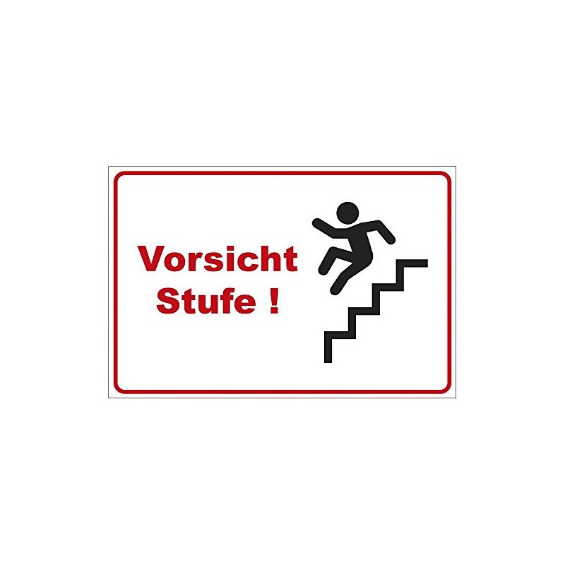 Sign "Vorsicht Stufe 2" Aluminium / Dibond 200 x 140