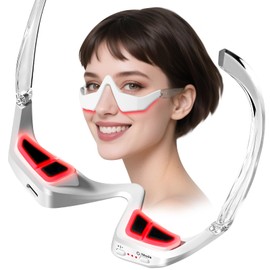 Laflit Under-Eye Red Light Therapy Device, Microcurrent Eye Massager Red Light Therapy Glasses Red Light Eye Mask for Relieve Eye Fatigue, Dark Circles, Puffiness, Wrinkles Fine Lines