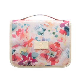 Mossio Hanging Toiletry Bag - Large Cosmetic Makeup Travel Organizer for Men & Women with Sturdy Hook (White Baroque)