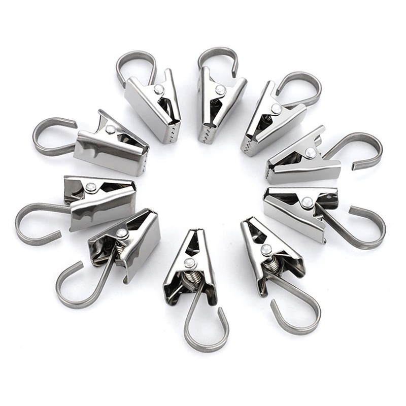 24 Pcs Set of Curtain Clips, Stainless Steel Curtain Hooks,