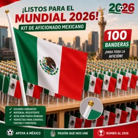 100pzs Banderas México Tela Mini Bandera Mundial Futbol 2026