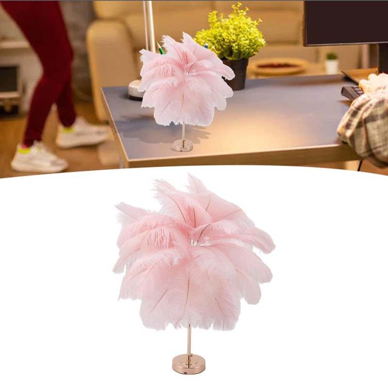 Decorative Table Lamp 30PCS Feathers USB Rechargeable Light Touch Control
