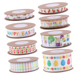 Operitacx 8 Rolls Easter Egg Ribbon Party Favours Easter Bunny Ribbon Bow Festival Craft Ribbon Ribbon for String Headband Supplies Eggs Shooting Polyester
