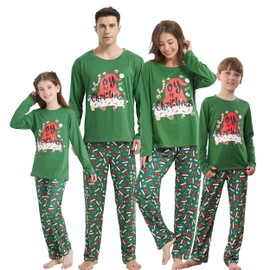 Vopmocld Christmas Family Matching Pajama Sets With Cute Santa Hat Lovely Letters Joy Of The Christmas Sleepwear Lounge Sets Xmas Family Party Clothes, Kids-JoyChristmas, 10 Years