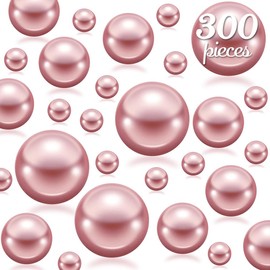 Cusmation 300 Pcs Rosegold Polished Floating Beads & 1600 Pcs Water Gel Beads for Vases, Plastic Pearls Vase Fillers, Table Scatters, Candle Centerpiece, Home Decor, 8/14/20 mm