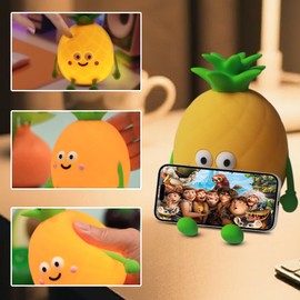 Silicone Night Light for Kids Nursery - Dimmable Touch Lamp for Baby Room, Cute Squishy Toddler Nightlight, Rechargeable Safe LED Bedside Lamp for Bedrooms, Pineapple, Yellow