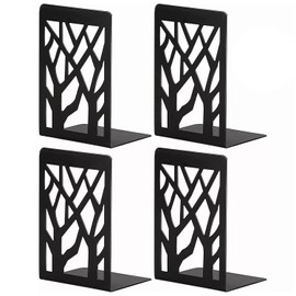 4 Uds. Soporte de Sujetalibros Alto Decorativo de Hierro Resistente para Libros, Libro Antideslizante para Oficina, , Hogar, Regalos, Negro