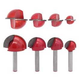 DingGreat 4Pcs 6mm Shank Round Nose Cove Core Box Router Bit, Round Groove Router Bit Cutter for Woodworking
