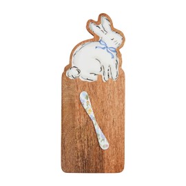 Mud Pie 14" x 5 3/4" | spreader 5 1/2" Bunny Wood Board Set, Brown