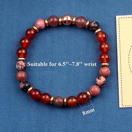 UEUC Healing Stone Bead Bracelet for Women Natural Gemstone Balance Protection Spiritual Crystal Bead Bracelet Anxiety Relief with Meaning Card, Stone