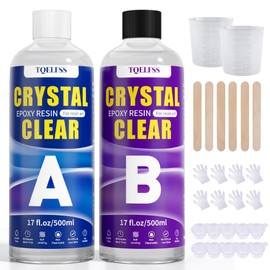 TQELFSS Epoxy Resin Kit 34 OZ, Crystal Clear Epoxy Resin Epoxy (17 OZ ×2), Fast Curing, Bubble Free, Self Leveling, No Yellowing Casting for Jewelry Making, Flower Preservation, Wood, Countertops
