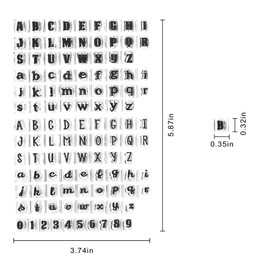 52 Capital Alphabet 52 Lowercase Alphabet 10 Numbers Rubber Clear Stamps for Card Making Decoration DIY Scrapbooking Embossing Album Decor Craft