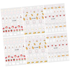 TOVINANNA 6 Sheets Cute Bunny Nail Art Stickers Rabbit Nail Decals for DIY Manicure for Home Use
