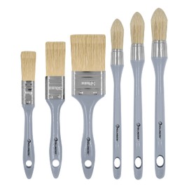 ROLLINGDOG 6 Piece Flat Brush Round Brush Paint Brush Set - 3 Flat Brushes and 3 Points Round Sash Brushes for Detail Painting Woodwork, Stains, Varnishes
