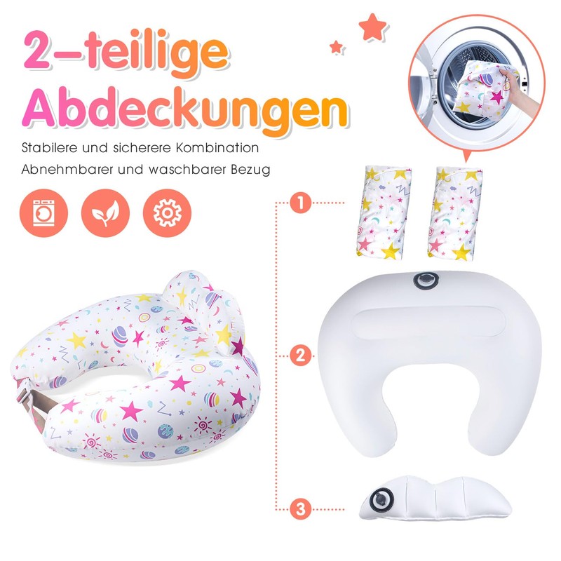 Portabuddy Inflatable Nursing Pillow XXL with Adjustable Design, Starry Sky