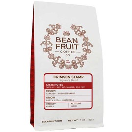 BeanFruit Coffee "Crimson Stamp Signature Blend" Medium Roasted Whole Bean Coffee - 12 Ounce Bag