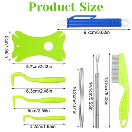 Tick Removal Tool Kit 8 in 1 with Storage Box Stainless Steel Tick Tweezers Dog Grooming Combs Cat Comb for Removing Tangles and Knots for Dogs Cats Tick Flea Comb for Dogs