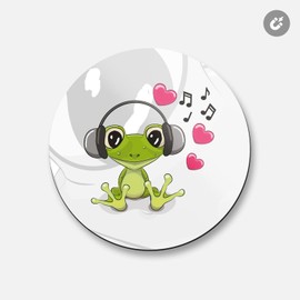 Unbranded Music Frog Animal | 4'' X 4'' Round Decorative Magnet