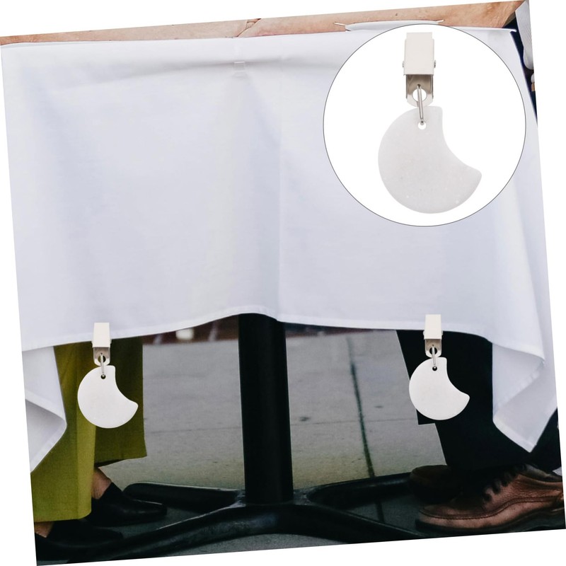 Mikinona 4pcs Marble Tablecloth Weights Clips Moon Shape Design for