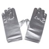 Silver Satin Gloves Wrist Length For Ladies (Silver)