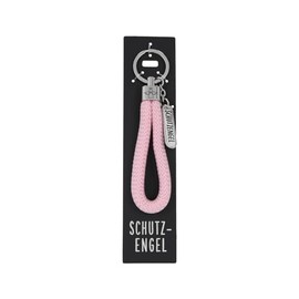 Depesche 11807-081 Keyring with Round Fabric Loop Pink with Metal Pendant with "Guardian Angel" Lettering, multicoloured