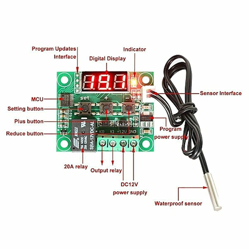 UMTMedia® -50-110°C W1209 12V Digital Thermostat Sensor Temperature Control Switch
