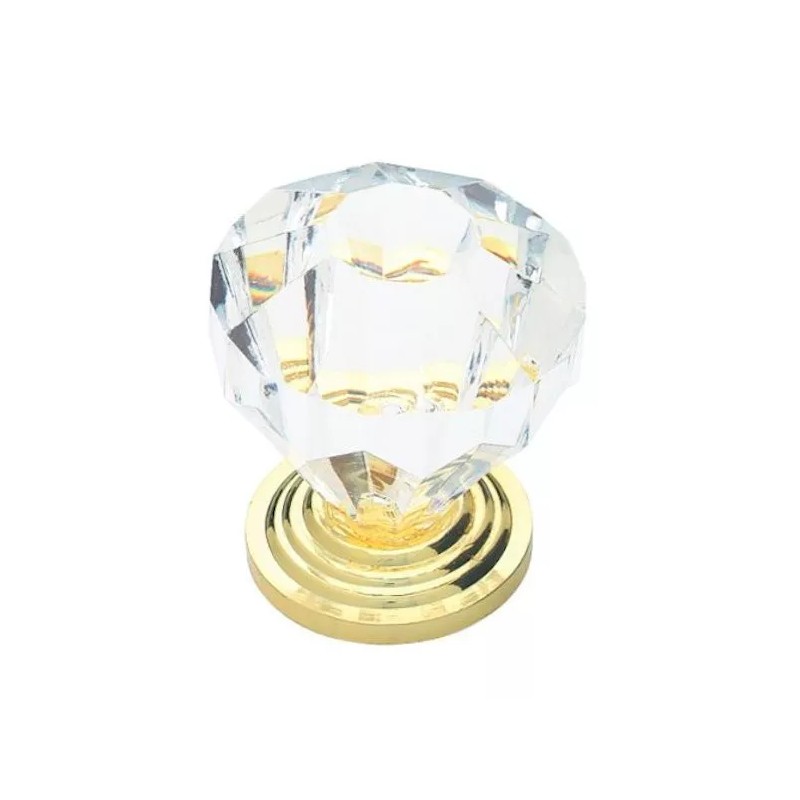 Liberty P30122-CL 1 1/4" Clear Acrylic Polished Brass Knob Drawer