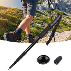 Walking Poles, Aluminium Telescopic Hiking Poles, Trekking Poles, Women and Men Hiking Poles for Hiking, Nordic Walking and Ski Touring, Adjustable, Telescope, Lightweight, Black, 52-110 cm
