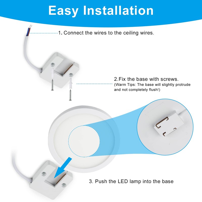 Taoellen Led Ceiling Light 3000K Warm White, 9.09in 120W Equivalent,