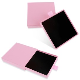 Sorcristy 2 Pack Small Jewelry Boxes, Cardboard Gift Box with Black Cushion, 3.14×3.14×0.66 inch, Jewelry Gift Box with Cotton Filled, Jewelrys Boxes Bulk for Necklaces, Rings, Bracelets(Pink)