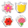 Ouligay 4PCS Flower Cookie Cutter Set Flower Stainless Steel Cookie
