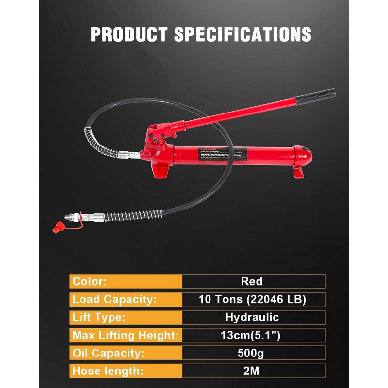 OCPTY Red Porta Power Hydraulic Jack Heavy Duty 10 Ton