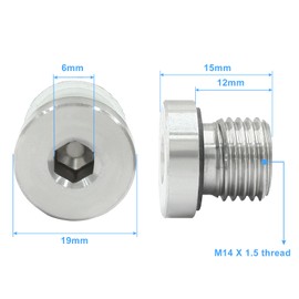 Hordion 2Pcs M14 x 1.5 Inner Hex Head Pipe Plug Socket 304 Stainless Steel Plug with Copper Washer