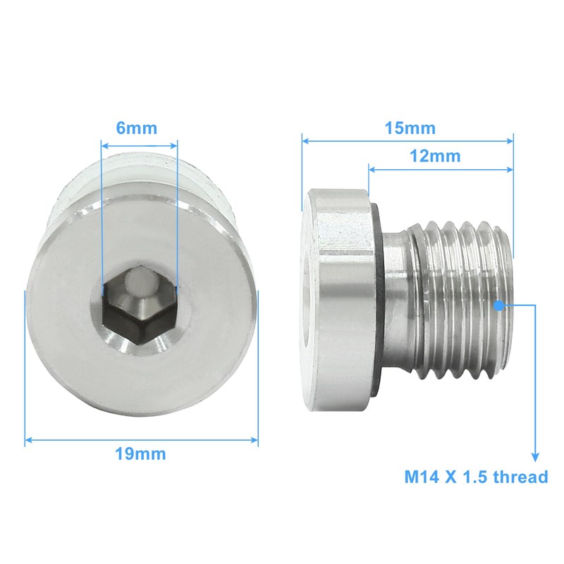 Hordion 2Pcs M14 x 1.5 Inner Hex Head Pipe Plug